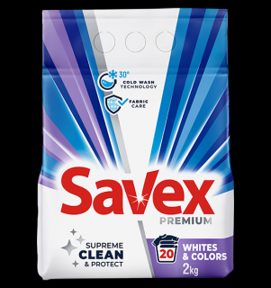 Savex Detergent automat, 2 kg, 20 spalari, Premium Whites  Colors