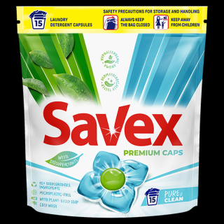 Savex Detergent capsule Premium Caps, 15 buc, Pure  Clean
