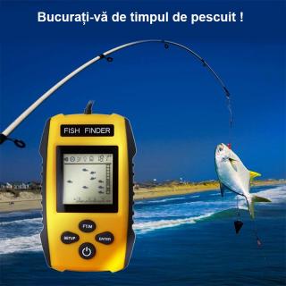 Fish Finder Portabil - sonar pentru pescuit , Senzor Adancime 100m, Pentru pescuitul la mare, lac, rau si balta