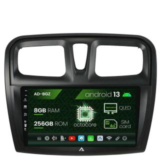 Navigatie Dacia Logan   Sandero, Android 13, Z-Octacore   8GB RAM + 256GB ROM, 9 Inch - AD-BGZ9008+AD-BGRKIT375