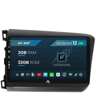 Navigatie Honda Civic (2012-2015), Android 12, P-Octacore   2GB RAM + 32GB ROM, 9 Inch - AD-BGP9002+AD-BGRKIT007