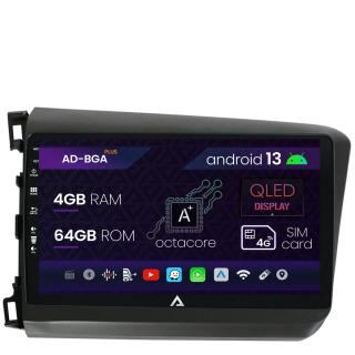 Navigatie Honda Civic (2012-2015), Android 13, A-Octacore   4GB RAM + 64GB ROM, 9 Inch - AD-BGA9004+AD-BGRKIT007