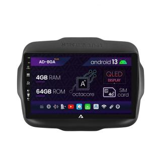 Navigatie Jeep Renegade (2014-2018), Android 13, A-Octacore   4GB RAM + 64GB ROM, 9 Inch - AD-BGA9004+AD-BGRKIT286