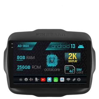 Navigatie Jeep Renegade (2014-2018), Android 13, X-Octacore   8GB RAM + 256GB ROM, 9.5 Inch - AD-BGX9008+AD-BGRKIT286