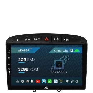 Navigatie Peugeot 308 408 (2008-2013), Android 12, P-Octacore   2GB RAM + 32GB ROM, 9 Inch - AD-BGP9002+AD-BGRKIT265