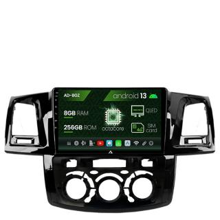 Navigatie Toyota Hilux (2008-2014) Clima Manuala, Android 13, Z-Octacore   8GB RAM + 256GB ROM, 9 Inch - AD-BGZ9008+AD-BGRKIT082