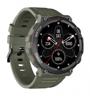 Smartwatch Blackview W50 Rugged Verde, 1.39   Touch screen, Temperatura corporala, Ritm cardiac, Oxigen SpO2, Contor calorii, Notificare mesaje, Bluetooth Call, IP68, 370mAh