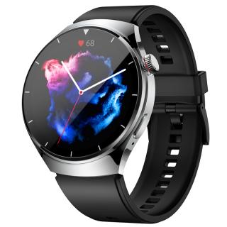 Smartwatch iSEN BK03, Argintiu cu Bratara TPU, 1.39   HD, Apel Bluetooth, ECG, glucoza din sange, oxigen din sange, tensiune arteriala, puls, temperatura corporala, redare muzica, 270 mAh