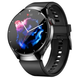 Smartwatch iSEN BK03, Negru cu Bratara TPU, 1.39   HD, Apel Bluetooth, ECG, glucoza din sange, oxigen din sange, tensiune arteriala, puls, temperatura corporala, redare muzica, 270 mAh