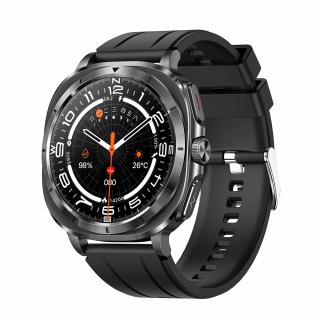 Smartwatch iSEN ET492, Curea silicon negru, 1.43   AMOLED HD, HRV, ECG, Monitorizare sanatate, Functii sport, Bluetooth Call, 380 mAh, Android 5.0 or iOS 10.0 sau mai recent, NFC pentru lacate