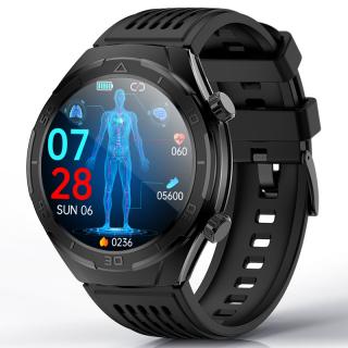 Smartwatch iSEN FD02 Negru, 1.46  HD, Imbunatatire somn, Glicemie, PPG+ECG, HR, Apel Bt, SOS, Asist. vocal, Ingrijire de la distanta