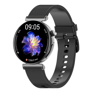 Smartwatch iSEN JA02 Black, AMOLED 1.23  HD, Glicemie, Apel Bt, Apel SOS, Asist. vocala, Nivel radiatii, EKG, Acid uric, Lipide sange, Termometru, Masa corporala, 240mAh