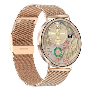 Smartwatch iSEN KM88 Auriu, 1.32   Amoled, HRV, ECG, Functii Sanatate, Bluetooth Call, Asistenta vocala, Compatibil iOS  Android