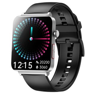 Smartwatch iSEN KS03 PRO Negru  Silver, 1.96   Touchscreen Color, Monitorizare Glucoza, HRV, ECG, Functii Sanatate, Bluetooth Call, Compatibil iOS  Android