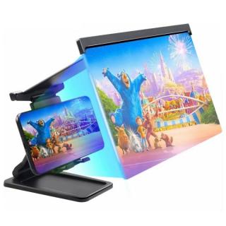 Suport cu lupa pliabil pentru telefon mobil iSEN 3D Phone Magnifying Glass Plus Negru, 12  , Protectie ochi, Unghi ajustabil
