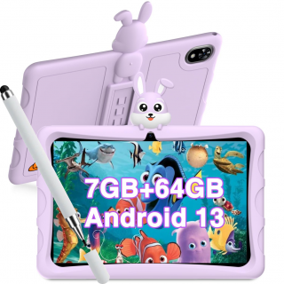 Tableta Doogee U9KID Purple, 10.1   IPS HD TUV SUD, Android 13, 7GB RAM (3GB + 4GB extensibili), 64GB ROM, RK3562, 5060mAh, Husa Silicon, WiFi6, Aplicatii Copii