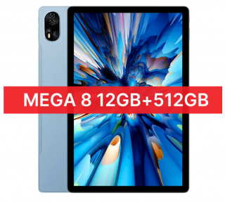 Tableta PC Blackview MEGA 8, Albastru, 4G LTE, 13   FHD+ 90Hz, 36GB RAM(12GB+24GB extensibili), 512GB ROM, Android 15, T620, 50MP+12MP+2MP, 11000mAh, 18W, Stylus, Deblocare faciala, Dual SIM Hibrid