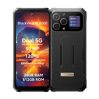 Telefon mobil Blackview BL8000 Gold, 5G, Dual Display, 6.78   2.4K FHD+ 120Hz, 24GB RAM(12GB+12GB), 512GB ROM, Android 13, 50MP, NFC, 8800mAh, 33W, WiFi 6, ArcSoft 8.0, Dual SIM