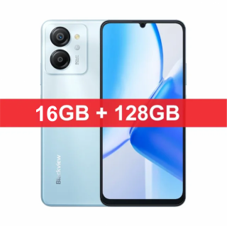 Telefon mobil Blackview Color 8 Blue, 4G, 6.75   HD+ 90Hz, 16GB RAM (8GB + 8GB extensibili), 128GB ROM, 50MP, Android 13, Unisoc T616, 6000mAh, Dual SIM