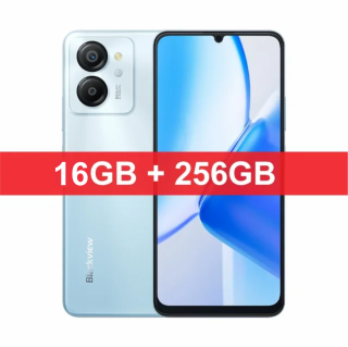 Telefon mobil Blackview Color 8 Blue, 4G, 6.75   HD+ 90Hz, 16GB RAM (8GB + 8GB extensibili), 256GB ROM, 50MP, Android 13, Unisoc T616, 6000mAh, Dual SIM