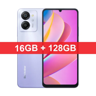 Telefon mobil Blackview Color 8 Purple, 4G, 6.75   HD+ 90Hz, 16GB RAM (8GB + 8GB extensibili), 128GB ROM, 50MP, Android 13, Unisoc T616, 6000mAh, Dual SIM