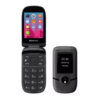 Telefon mobil Flip Blackview N2000, Black, 4G, Dual Display 2.8   + 1.77  , 48MB RAM +128MB ROM, RTOS, Unisoc T107, 1500mAh, SOS, Dual SIM