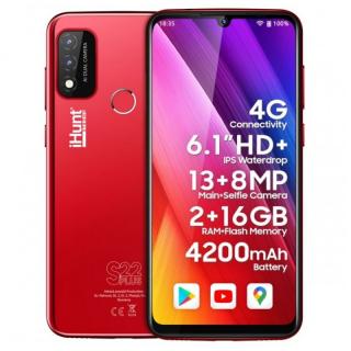 Telefon mobil iHunt S22 Plus Rosu, 4G, IPS 6.1   Waterdrop, 2GB RAM, 16GB ROM, Android 11 GO, Helio A22 QuadCore, 4200mAh, Dual SIM