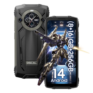 Telefon mobil OSCAL PILOT 2 Negru, Dual 4G VoLTE, 6.5   2.4K FHD+, 24GB RAM (8GB + 16GB extensibili), 256GB ROM, Android 14, MediaTek Helio G99, 8880mAh, IP68 IP69K, Dual SIM
