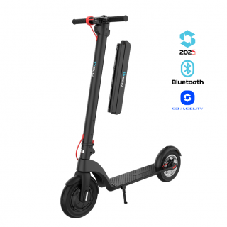 Trotineta electrica pliabila iSEN X8 2025 Negru, APP, BT, 10 inch, motor 350W, autonomie max 45km,  viteza pana la 38km h, baterie detasabila