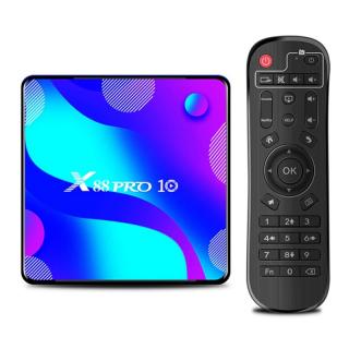 TV Box  X88 Pro 10 Smart Media Player, 4K, RAM 4GB, ROM 64GB,  Android 11,  Rockchip RK3318 QuadCore, SPDIF, Slot Card, Wi-Fi dual band