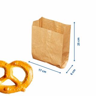 Punga 17x6x25 cm din hartie natur pentru covrigi si produse de panificatie