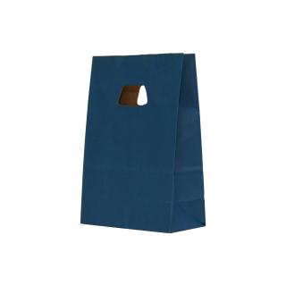 Punga cu maner decupat din hartie kraft, 14x7x21 cm, 250 buc. bleumarin