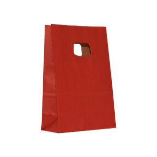 Punga cu maner decupat din hartie kraft, 14x7x21 cm, 250 buc. bordeaux