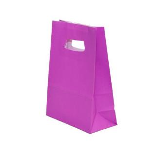 Punga cu maner decupat din hartie kraft, 14x7x21 cm, 250 buc. mov