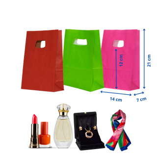 Punga cu maner decupat din hartie kraft, 14x7x21 cm, 250 buc. - RODAMINE