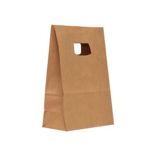 Punga cu maner decupat din hartie kraft, 14x7x21 cm, 250 buc.