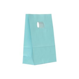Punga cu maner decupat din hartie kraft, 14x7x21 cm, 300 buc. albastra