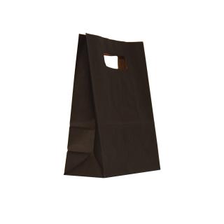 Punga cu maner decupat din hartie kraft, 14x7x21 cm, 300 buc. neagra