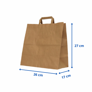 Punga cu maner interior din hartie kraft, 26x17x27 cm, 250 buc.