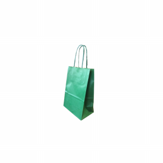 Sacosa hartie cu maner rasucit, 14x8x21 cm, 400 buc - VERDE INCHIS