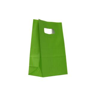 Sacosa hartie kraft cu maner decupat, 14x7x21 cm, 250 buc - VERDE DESCHIS