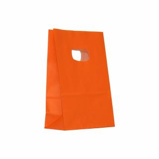 Sacosa hartie kraft cu maner decupat, 18x9x25 cm, 500 buc - PORTOCALIU