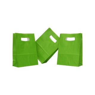 Sacosa hartie kraft cu maner decupat, 18x9x25 cm, 500 buc - VERDE DESCHIS