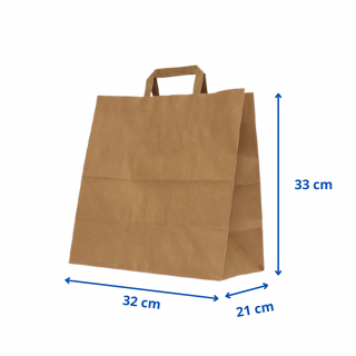 Sacosa hartie kraft cu maner interior, 32x21x33 cm, 250 buc - NATUR