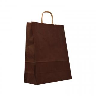 Sacosa hartie kraft cu maner rasucit, 25x11x31 cm, 150 buc - CIOCOLATIU