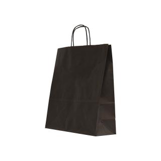 Sacosa hartie kraft cu maner rasucit, 25x11x31 cm, 150 buc - NEAGRA