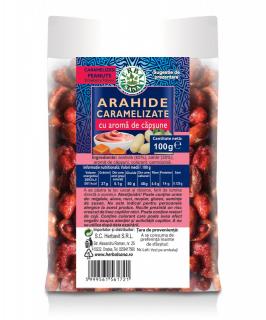 Arahide caramelizate aroma capsune, 100gr - Herbavit