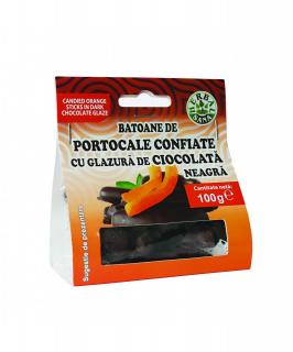 Batoane portocale confiate ciocolata neagra, 100gr - Herbavit