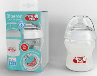 Biberon gat extra larg anticolici 0-3luni 250ml - Primii Pasi