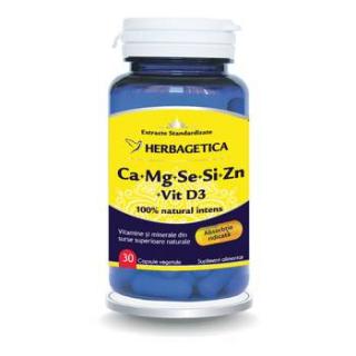 Ca+mg+se+si+zn organice cu d3  30cps - Herbagetica